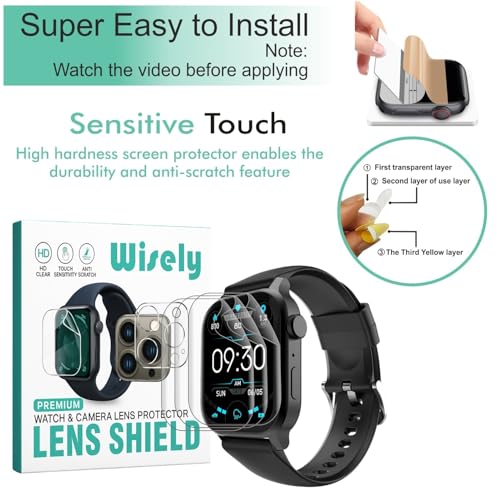 Wisely |3pcs| Screen Guard Protector Compatible For Fire Boltt Rise Smartwatch |1.85"| Bubble Free, HD Clear, Full Cover, Easy installation kit - Image 2