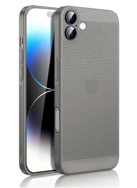 Heat Dissipation Case with Built in Camera Lens Protector Slim Fit Breathable Cooling Anti Fingerprint Hard PC Back ShockproofÂ Cover For Iphone 16 (Titanium)