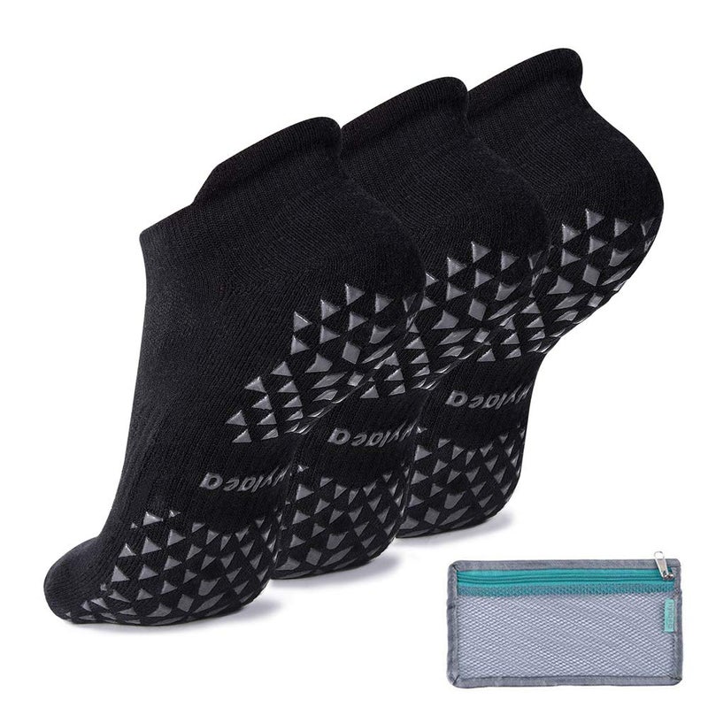 Hylaea Pilates Socks for Hospital, Barre, Non Slip Yoga Socks with Grip for Women & Men, Ankle Cut, Cushioned, Anti skid, Home Slipper Socks, Black, Small-Medium - Image 1