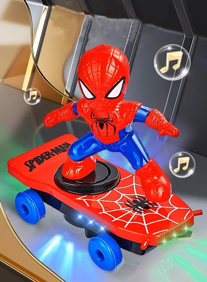 Spider-Man Electric Music Toy Stunt Scooters Automatic Flip Rotation Skateboard - Image 3