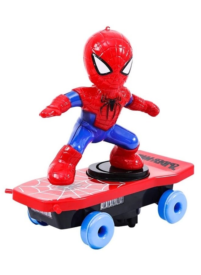 Spider-Man Electric Music Toy Stunt Scooters Automatic Flip Rotation Skateboard - Image 1