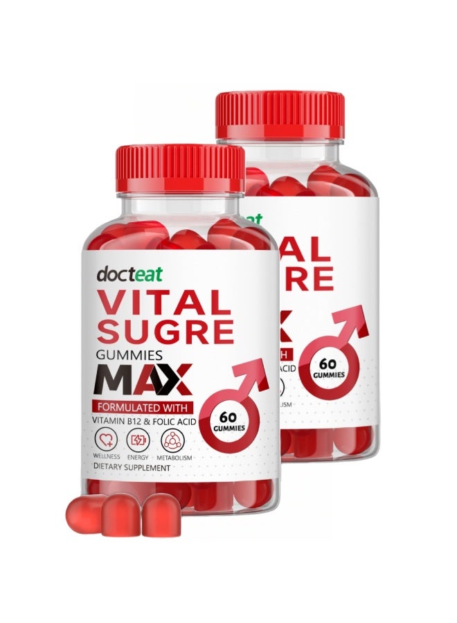 docteat 2-PACKS Men's Vitamin B12 and Folic Acid Complex Gummies, Men's Energy Metabolism Dietary Supplement 60 Count*2 - Image 1