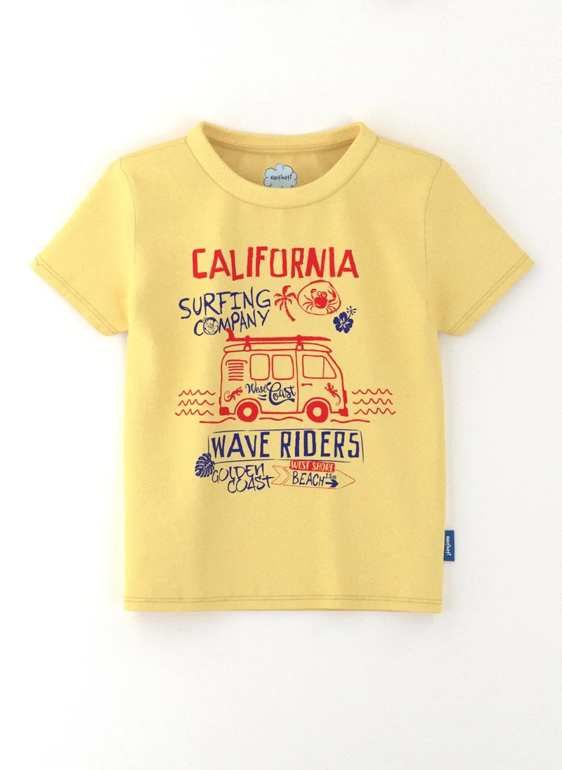 نوتيناتي Nautinati Boys' Pack of 2 Cotton Beach Print Rib Collar T-shirts