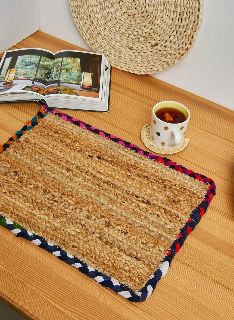 Ayra Rectangle Jute Cotton Table Mat with Colored Border
