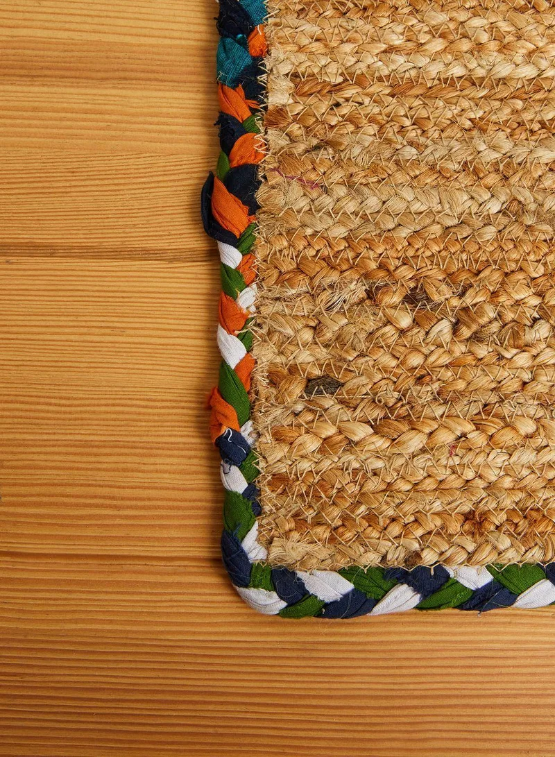Ayra Rectangle Jute Cotton Table Mat with Colored Border