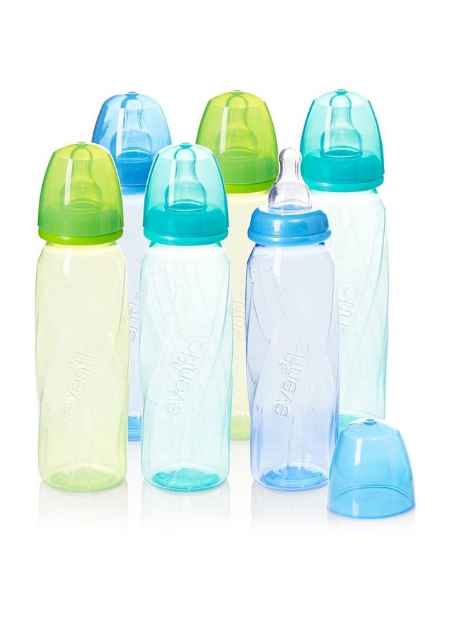 Evenflo Feeding Premium Proflo Vented Plus Polypropylene Baby Newborn And Infant Bottles Helps Reduce Colic Teal/Green/Blue 8 Ounce (Pack Of 6) - Image 1