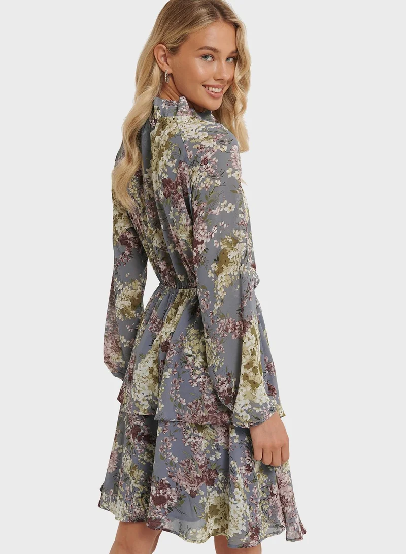 NA-KD High Frill Neck Mini Dress