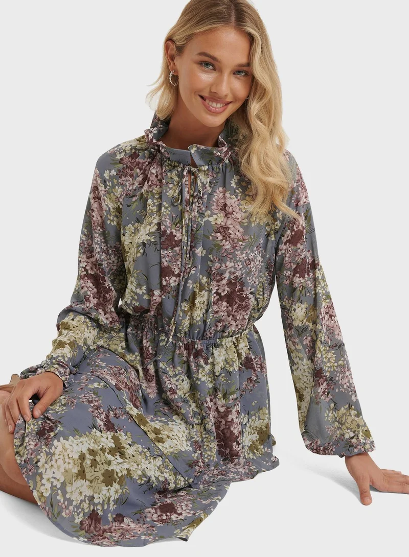 NA-KD High Frill Neck Mini Dress