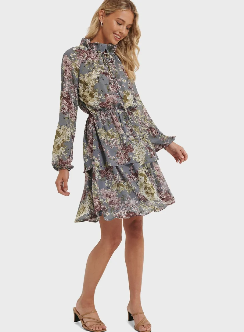 NA-KD High Frill Neck Mini Dress