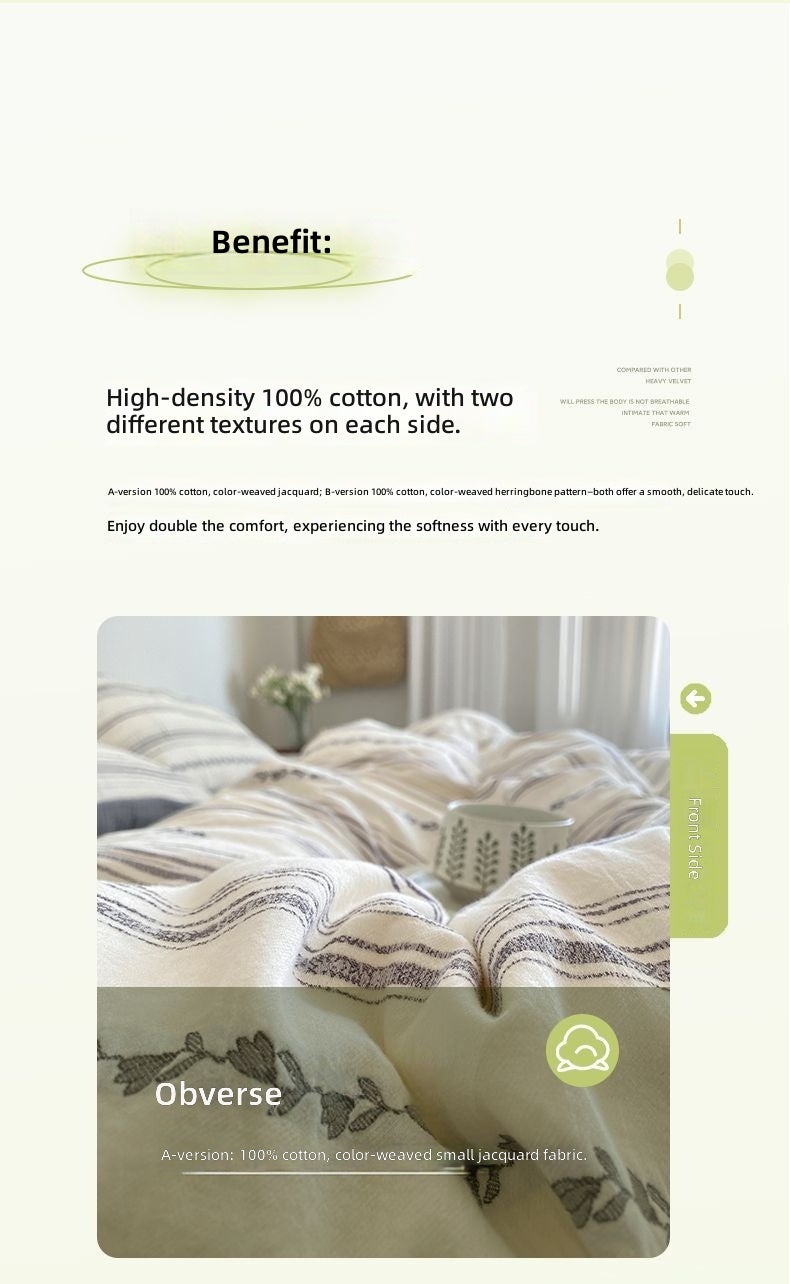 Soft cotton jacquard bedding four piece set - Class A, warm and comfortable bed sheets, duvet covers, pillowcases - Image 3