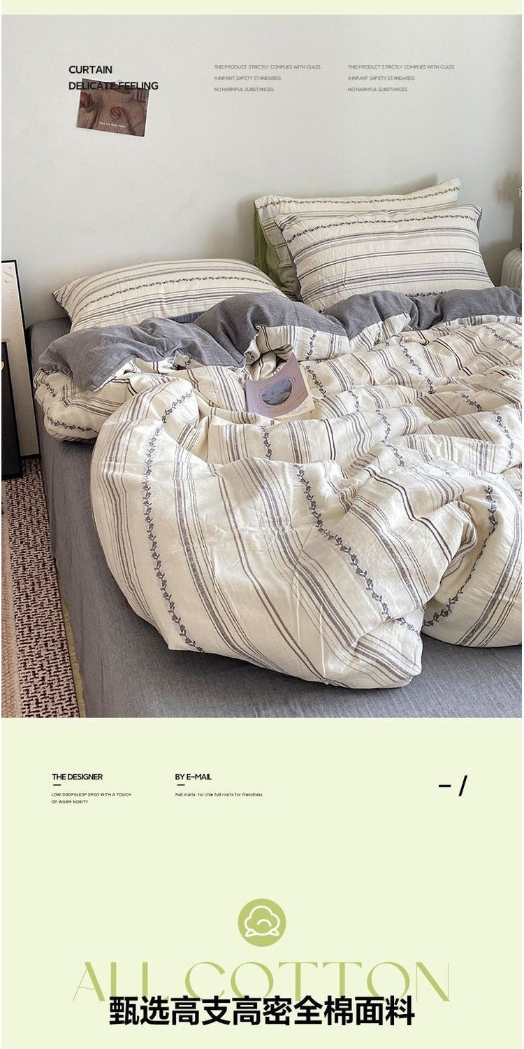 Soft cotton jacquard bedding four piece set - Class A, warm and comfortable bed sheets, duvet covers, pillowcases - Image 2