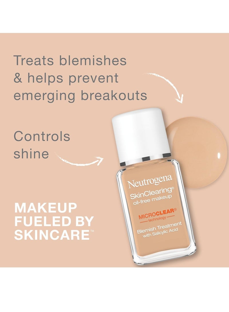 Neutrogena Neutrogena SkinClearing Oil-Free Acne and Blemish Fighting Liquid Foundation with.5% Salicylic Acid Acne Medicine, Shine Controlling Makeup for Acne Prone Skin, 40 Nude, 1 fl. Oz  - Image 2