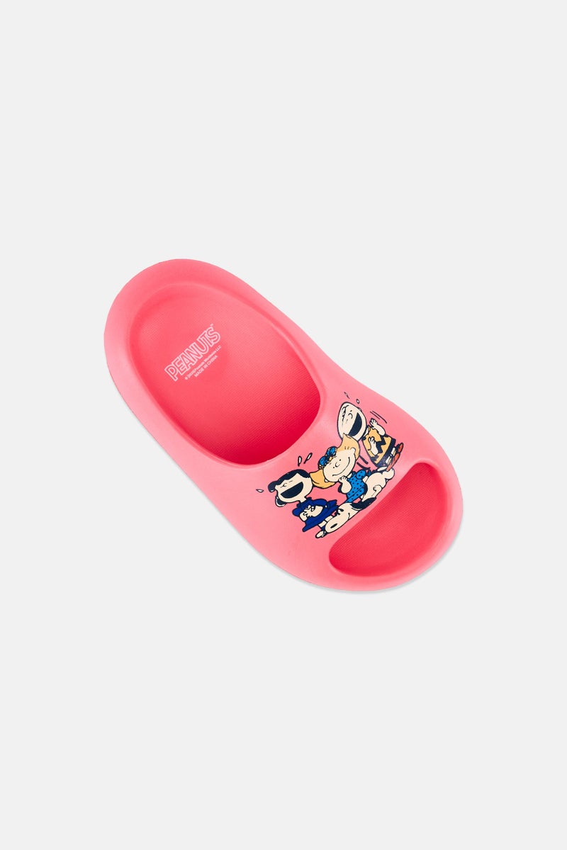 Peanuts Kids Girl Peanuts Slip On Slipper, Light Red - Image 3