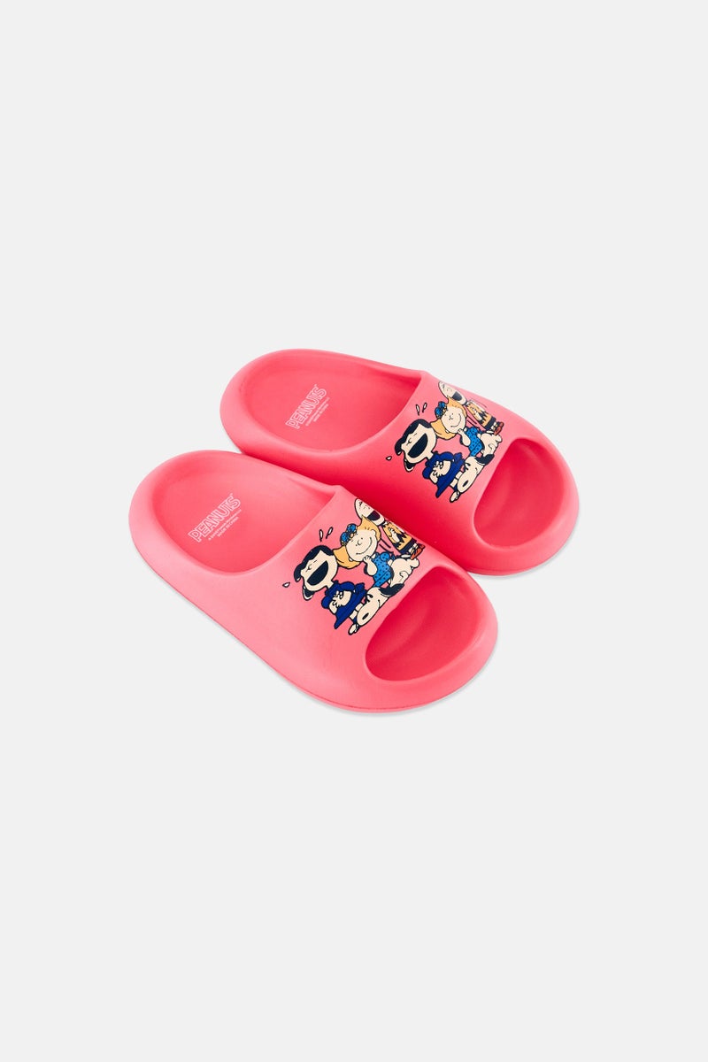 Peanuts Kids Girl Peanuts Slip On Slipper, Light Red - Image 4
