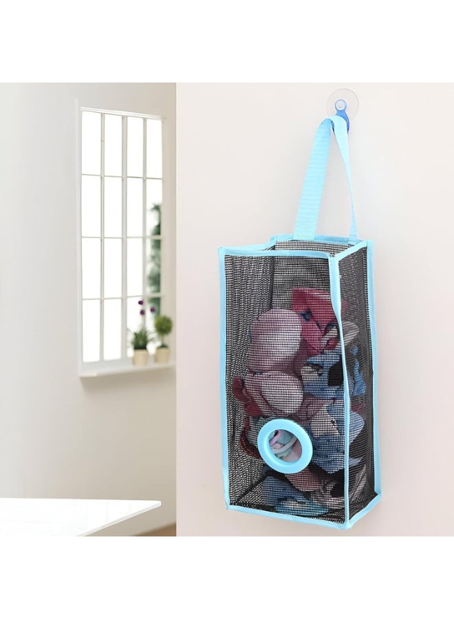Plastic Recycle Breathable Folding Hanging Garbage Bags Storage Holder Mesh Trash Poly Bags Dispenser For Kitchen Garbage Grocery Shopping Bag Organizer, Pack of 1 - Random Color - Image 1