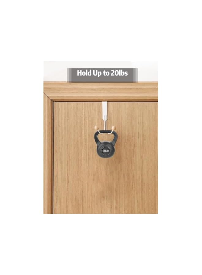 The Bros Over The Door Hooks, 4 Pack Heavy Duty Organizer Hooks with Double Wood Hooks, Door Hanging Hooks for Hanging Coats Hats Robes Towels, Bathroom, Living Room, Kitchen, Clothes, Shoe Bag, White - Image 2