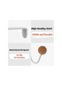 The Bros Over The Door Hooks, 4 Pack Heavy Duty Organizer Hooks with Double Wood Hooks, Door Hanging Hooks for Hanging Coats Hats Robes Towels, Bathroom, Living Room, Kitchen, Clothes, Shoe Bag, White  - Image 3