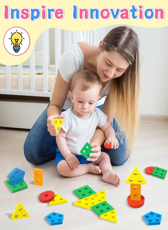 kecristv Montessori Toys for 1 2 Year Old Girl and Boy Birthday Gifts, Shape Sorter Wooden Toys for Toddlers Age 1-3 2-4, Learning Educational Sensory Stacking Easter Basket Stuffers Toy Toddler Puzzles - Image 4