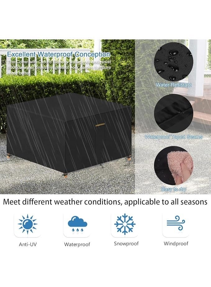 Cover Square Patio Table and Chairs Covers for Outdoor Furniture 200x200x71cm, Waterproof - Image 2