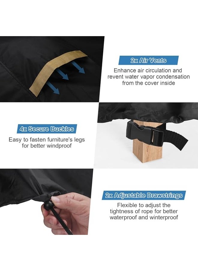 Cover Square Patio Table and Chairs Covers for Outdoor Furniture 200x200x71cm, Waterproof - Image 4