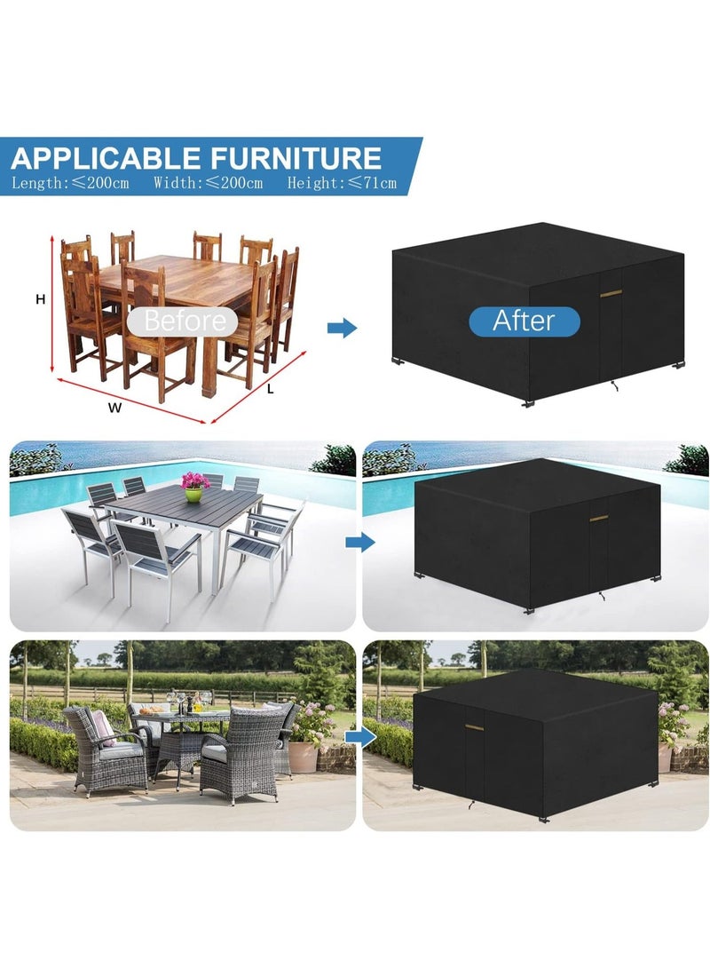 Cover Square Patio Table and Chairs Covers for Outdoor Furniture 200x200x71cm, Waterproof - Image 3