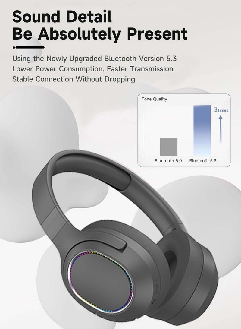 Bluetooth Microphone,Super Long Battery Life,Active Noise Cancelling Earphone,Bluetooth V5.3 with RGB Ambient Light(Microphone and Headphone Storage Box)