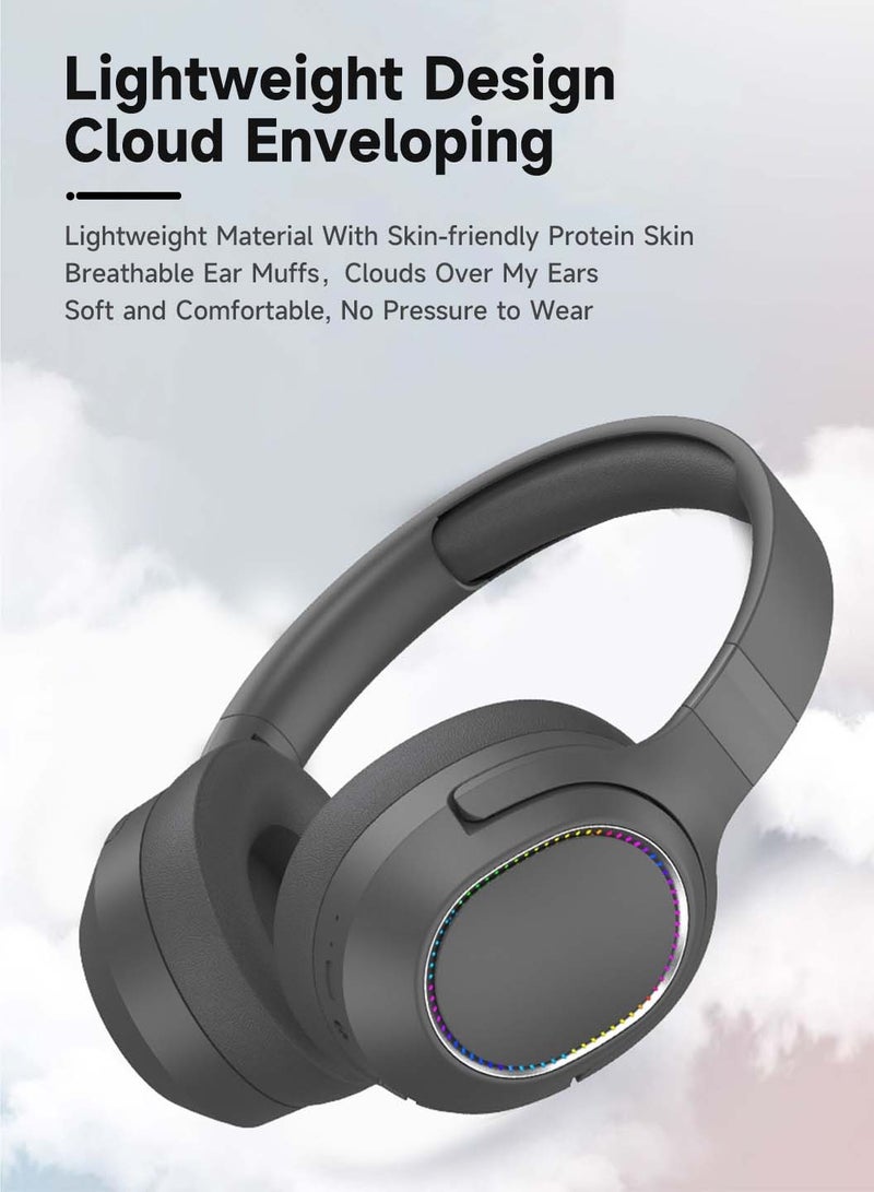 Bluetooth Microphone,Super Long Battery Life,Active Noise Cancelling Earphone,Bluetooth V5.3 with RGB Ambient Light(Microphone and Headphone Storage Box)