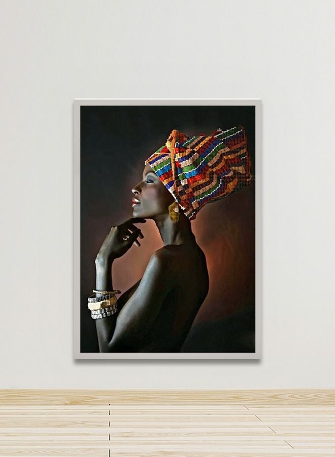 Marktna Canvas Wall Art For Wall Decoration Woman Design With A Hollow Silver Frame Size 120x80cm One Piece - Image 1