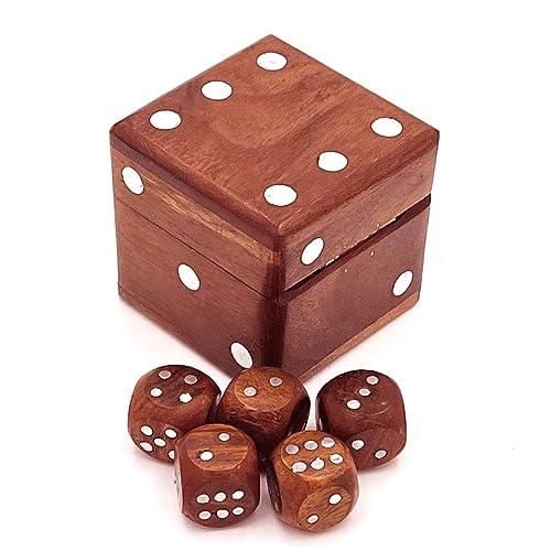 ZYNTIX Wooden Cube Set for Ludo - Includes 1 Big Dice and 5 Small Ludo Dice - Natural Wood - Useful for Board Games, Family Fun, and Game Night Essentials - Image 2
