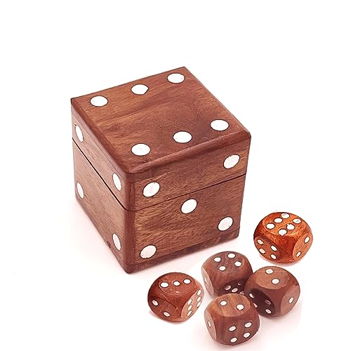 ZYNTIX Wooden Cube Set for Ludo - Includes 1 Big Dice and 5 Small Ludo Dice - Natural Wood - Useful for Board Games, Family Fun, and Game Night Essentials - Image 1