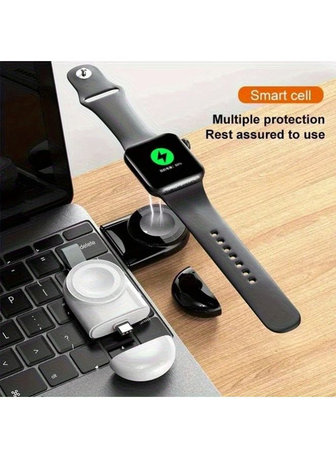 White Magnetic Wireless Charger Dock For Apple Watch Type C Portable Fast Charging - Image 2