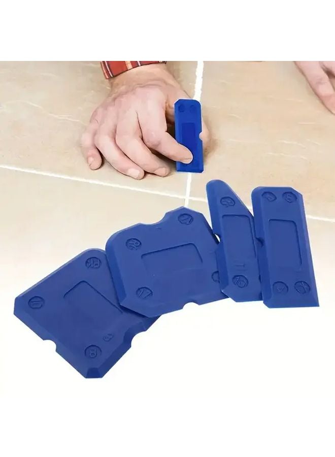 4pcs Blue Caulk Tool Set Silicone Finishing Kit For Bathroom Kitchen Sealant - Image 2