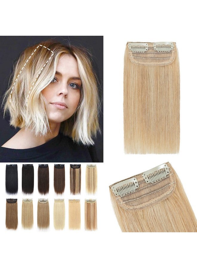 S-noilite Short Hair Extensions Clip In Human Hair 1Pcs 2 Clips Balayage Clip In Hairpieces Remy Hair For Women With Short Hair Adding Hair Volume 10G 6Inchash Blonde/Bleach Blonde - Image 1