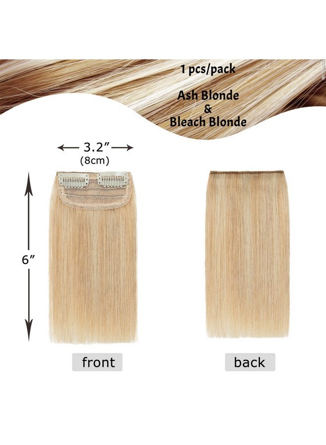 S-noilite Short Hair Extensions Clip In Human Hair 1Pcs 2 Clips Balayage Clip In Hairpieces Remy Hair For Women With Short Hair Adding Hair Volume 10G 6Inchash Blonde/Bleach Blonde - Image 2