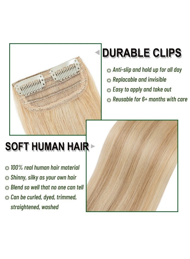S-noilite Short Hair Extensions Clip In Human Hair 1Pcs 2 Clips Balayage Clip In Hairpieces Remy Hair For Women With Short Hair Adding Hair Volume 10G 6Inchash Blonde/Bleach Blonde - Image 3