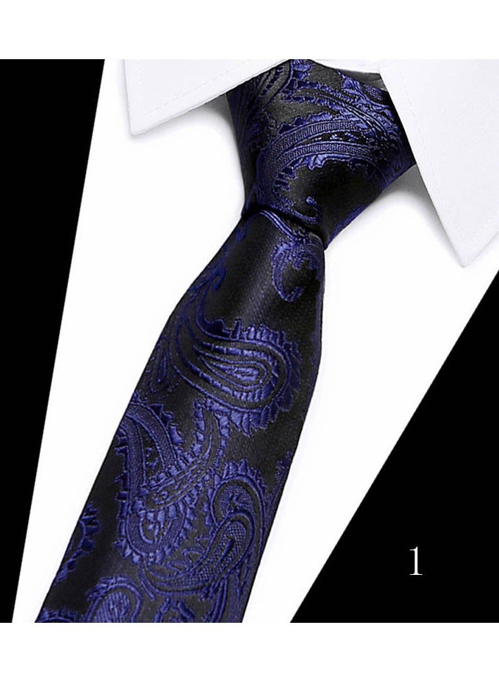 حِرَاس تصميم ربطة عنق رسمية للرجال لحفلات الزفاف والمناسبات الرسمية، أربطة أنيقة من قماش ملمس للقميص والبدلة - أزرق غامق - Image 1