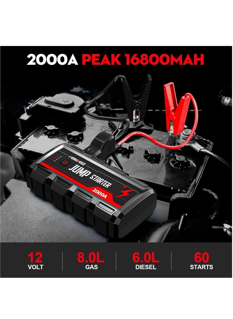 Car Jump Starter 2000A Peak 16800mAh 12V Super Safe Jump Starter(Up to 8.0L Gas, 6.0L Diesel Engine), with USB Quick Charge 3.0 - pzsku/Z59D83C0BEF5E1FF6AA14Z/45/1741590611/5d16d2a0-e4b0-477f-8f15-f624cb46a160