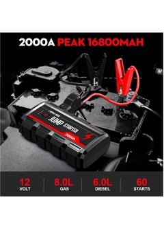 FEIKFEIZ Car Jump Starter 2000A Peak 16800mAh 12V Super Safe Jump Starter(Up to 8.0L Gas, 6.0L Diesel Engine), with USB Quick Charge 3.0  - Image 3
