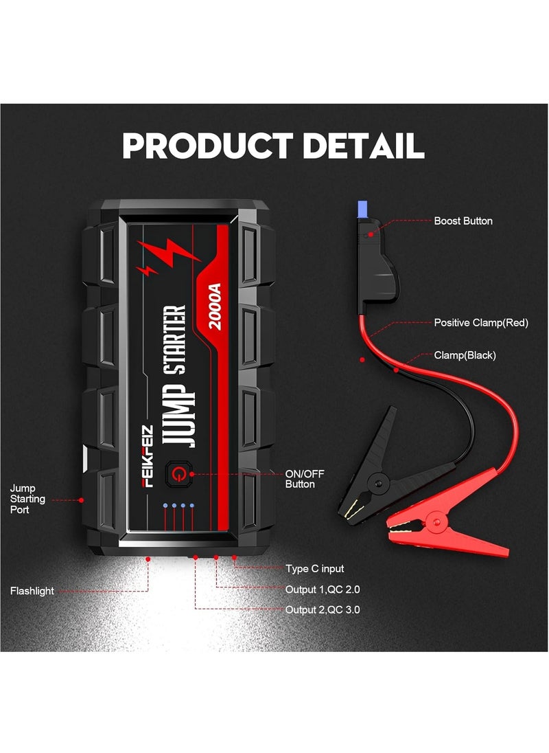 Car Jump Starter 2000A Peak 16800mAh 12V Super Safe Jump Starter(Up to 8.0L Gas, 6.0L Diesel Engine), with USB Quick Charge 3.0 - pzsku/Z59D83C0BEF5E1FF6AA14Z/45/1741591093/2b1dd8e4-9769-4b01-8cac-7f4200fd70c7