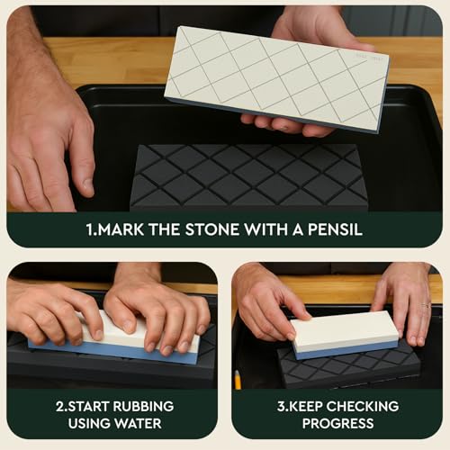 Sharp Pebble Large Flattening Stone- Dual Grit Coarse/Fine Sharpening Stones Flattener- Diamond Grooves Whetstone Fixer-Re Level Any Whetstones & Waterstones - Image 5