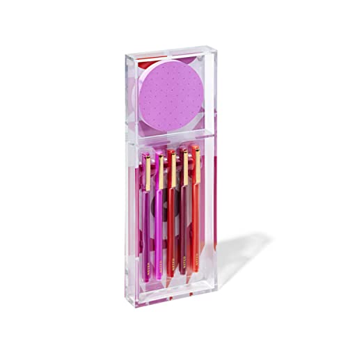 Post It Noted by Post-it Printed Notes Gift Box, Warm Colors, Includes Acrylic Tray, 100 Round Sticky Notes, 5-Pack Pens (NTD-TRAY-36-H) - Image 1