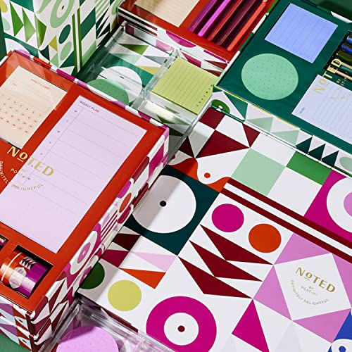 Post It Noted by Post-it Printed Notes Gift Box, Warm Colors, Includes Acrylic Tray, 100 Round Sticky Notes, 5-Pack Pens (NTD-TRAY-36-H) - Image 3