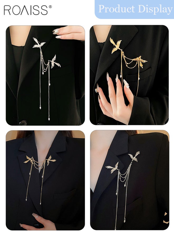رويس قطعتان من بروشات فينيكس الأنيقة، دبابيس رائعة على شكل طائر من اللؤلؤ للحفلات الاحتفالية والاحتفالات والمآدب والديكورات والهدايا وإكسسوارات الملابس - Image 2