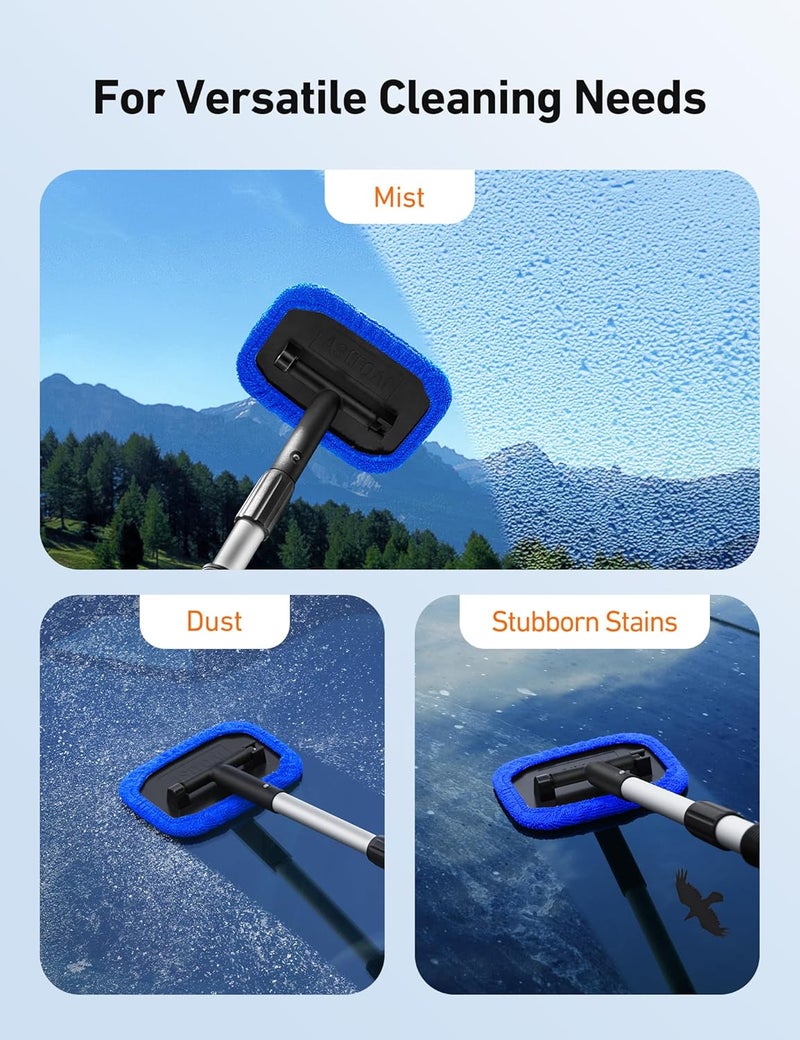 AstroAI Windshield Cleaner, Microfiber car Window Cleaner with 4 Reusable and Washable Microfiber Pads and Extendable Handle Auto Inside Glass Wiper Kit Blue - Image 5