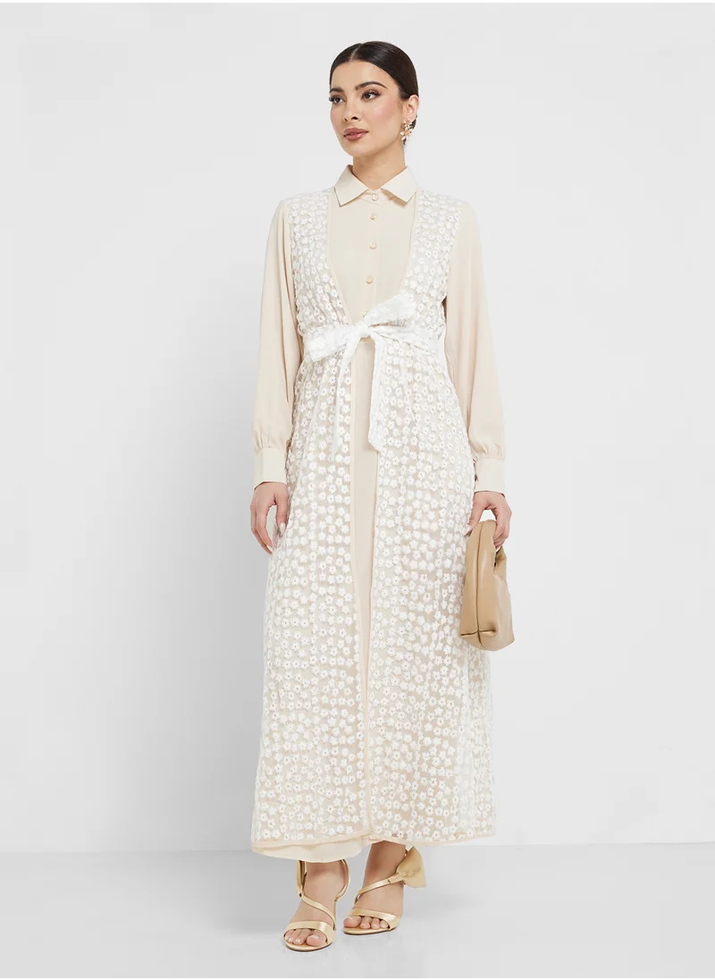 Khizana A-Line Dress With Lace Work