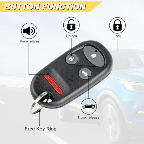 Vurkcy Key Fob Replacement for 1998-2002 Honda Accord/ 1999-2003 Acura TL Car Keyless Entry Remote Control, KOBUTAH2T, 4 Buttons, 2Pcs - Image 3