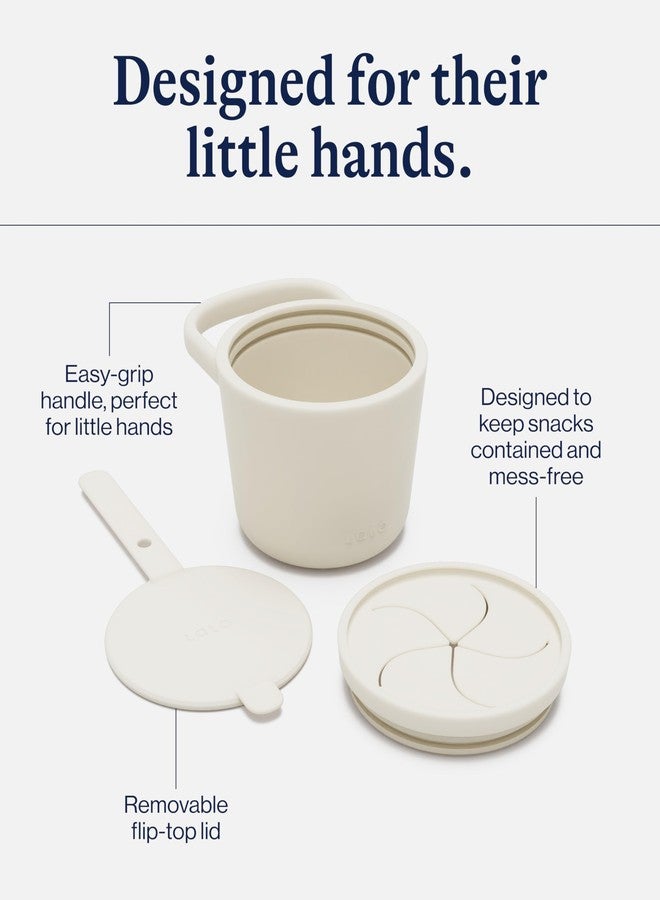 Lalo Snack Cup - Mess-Free Silicone Snack Cups for Toddlers & Babies with Detachable Lid, BPA-Free Baby Snack Containers, Fits Most Stroller & Car Seat Cup Holders, Dishwasher Safe, Oatmeal - Image 3
