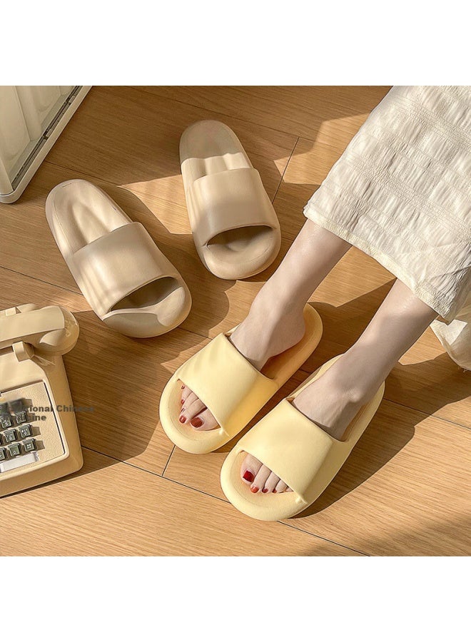 Guoluofei Squishy Feeling Slippers For Women And Men, Summer Home Couple Bathroom Shower Outdoor Thick-soled Sandals, Yellow, Size 36-37 - Image 3