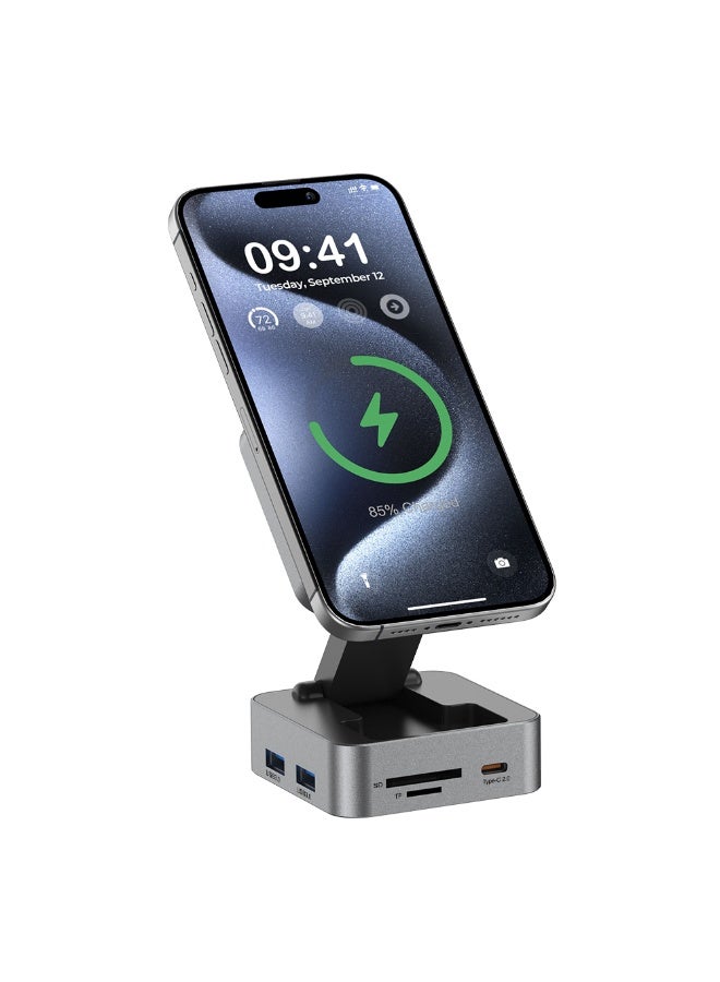 محطة إرسال وشحن لاسلكي ماج سيف 10 في 1 - منفذ USB-C بقوة 100 واط، HDMI، منفذ إيثرنت LAN، وقارئ بطاقات SD/TF - لون رمادي غامق (Gunmetal) - Image 2