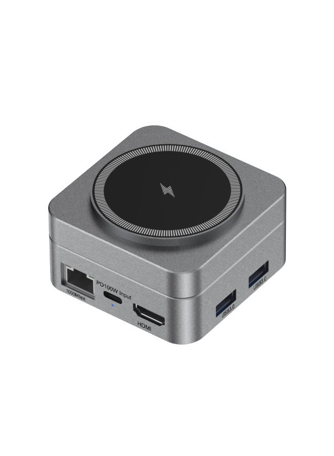 محطة إرسال وشحن لاسلكي ماج سيف 10 في 1 - منفذ USB-C بقوة 100 واط، HDMI، منفذ إيثرنت LAN، وقارئ بطاقات SD/TF - لون رمادي غامق (Gunmetal) - Image 5